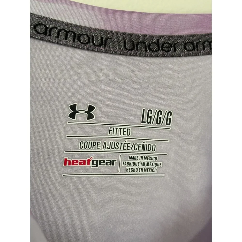 Under Armour HeatGear Purple Camo Long Sleeve Fitted Top Large Athleisure Sporty